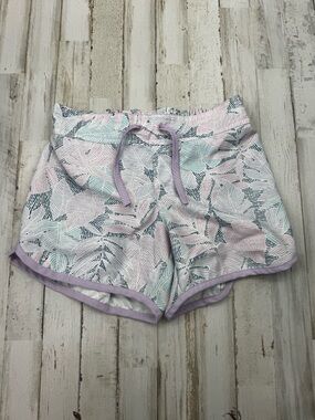 Columbia Pastel Pink Mint Leaf Print Women’s Athletic Shorts
